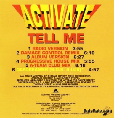 Activate - Tell Me (Maxi-Single) 1995