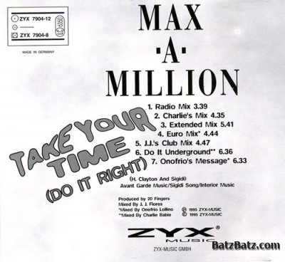 Max-A-Million - Take Your Time (Do It Right) (Maxi-Single) 1995