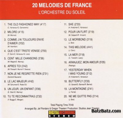 L'orchestre du soleil - 20 melodies de France 1990