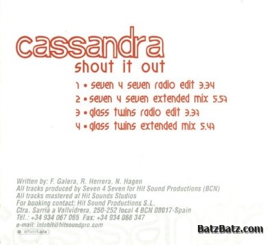 Cassandra - Shout It Out CDM 2001