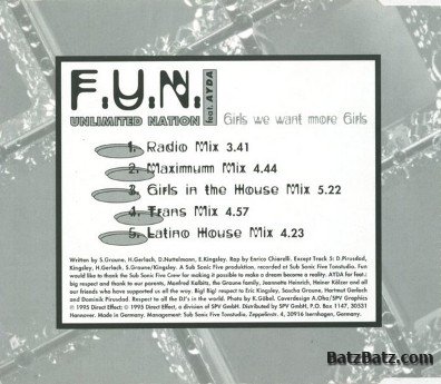 F.U.N. Unlimited Nation Feat. Ayda - Girls We Want More Girls (CDM) 1995