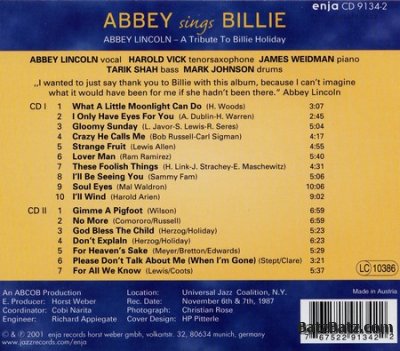 Abbey Lincoln - Abbey Sings Billie (2CD) 2001