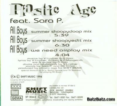 Plastic Age - All Boys (Raggae Dance Mixes) (Maxi-Single) (1994)