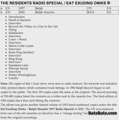 The Residents - Eat Exuding Oinks! Ralph Records' 1977 Radio Special 2001