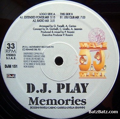 D.J. Play - Memories (Vinyl) 1995