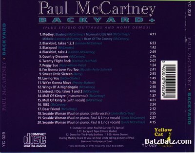 Paul McCartney - Backyard + (Plus Studio Outtakes And Home Demos) 1994 (bootleg)