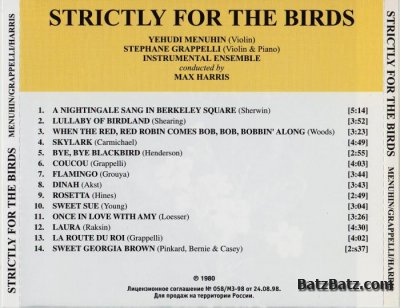 Menuhin, Grappelli, Harris - Strictly For The Birds (1980) [Lossless]