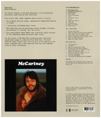 Paul McCartney - McCartney (1970) (2CD+DVD, Remastered, Deluxe Edition) (2011) Lossless+MP3