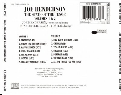 Joe Henderson - The State Of The Tenor (1985) Lossless