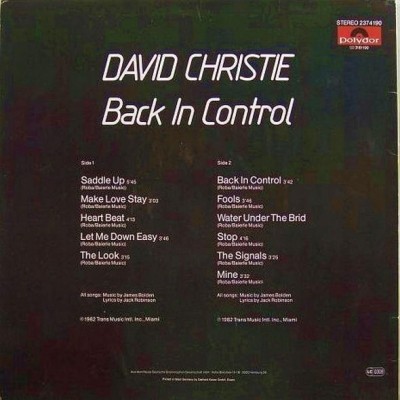 David Christie - Back In Control (1982)