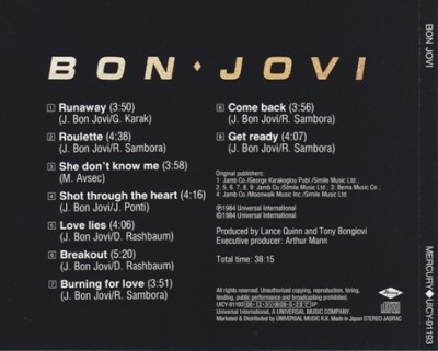 Bon Jovi - Bon Jovi 1984 (Universal/japan SHM-CD 1998) Lossless+MP3