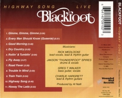 Blackfoot - Highway Song Live 1982 (Wounded Bird Rec. 2002) Lossless