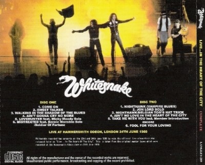 Whitesnake - Live In...The Heart Of The City Complete: Hammersmith Odeon, London, 24.06.1980 (2CD Bootleg) Lossless