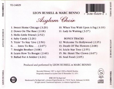 Leon Russel & Marc Benno - Asylum Chior II (1971) (reissue 1995) (Lossless+MP3)