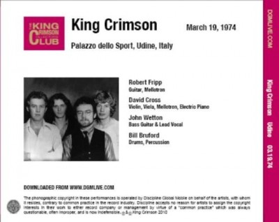 King Crimson - Palazzo Dello Sport, Udine, Italy, March 19, 1974 [Bootleg / Digital Album] (2008) Lossless