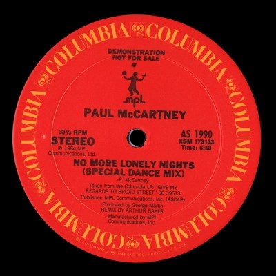 Paul McCartney - No More Lonely Nights (US 12'' Promo)(1984)