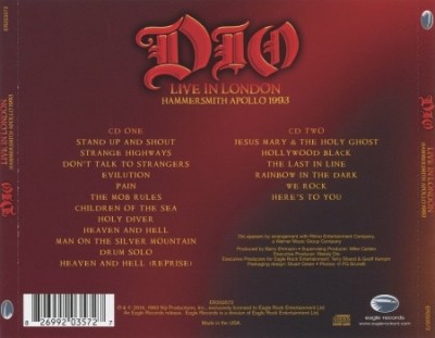 Dio - Live In London: Hammersmith Apollo 1993 [2CD] (2014) (Lossless)