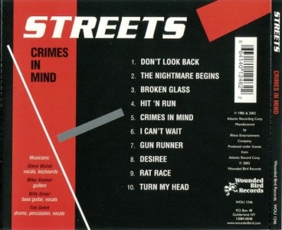 Streets - 1st / Crimes In Mind 1983/1985 (Wounded Bird Rec. 2002) Lossless