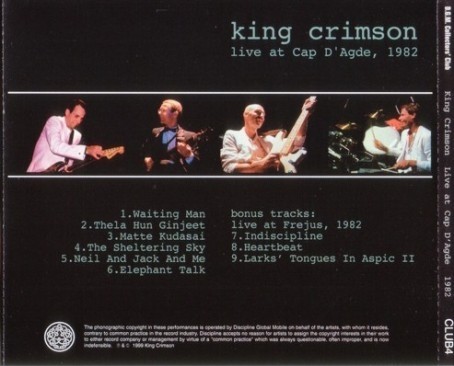 King Crimson - Live At Cap D'Agde 1982 (Bootleg/D.G.M. Collector's Club 1999) Lossless