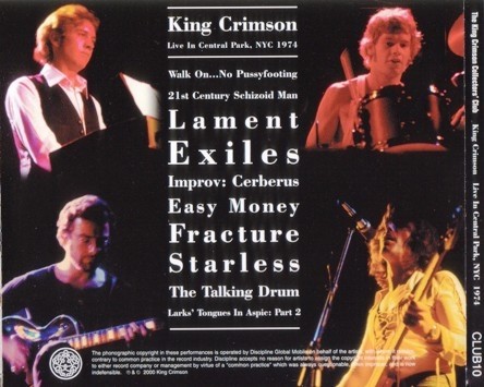 King Crimson - Live In Central Park  1974 (Bootleg/D.G.M. Collector's Club 2000) Lossless