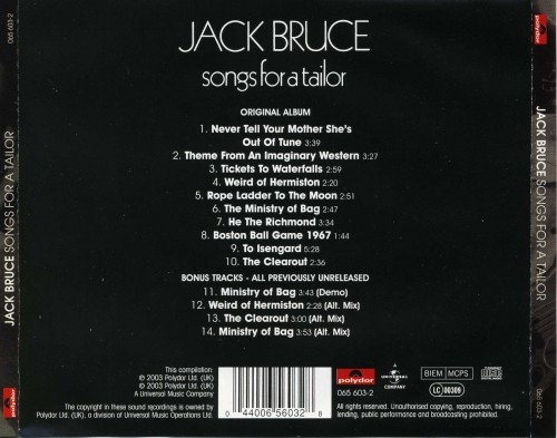 Jack Bruce - Songs For a Tailor (1969) [2003] Lossless 