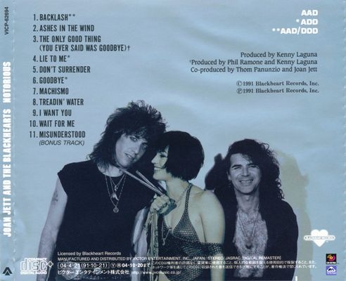 Joan Jett And The Blackhearts - Notorius 1991 (Victor/Japan  2004)  Lossless