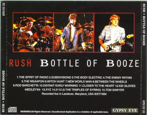 Rush - Bottle Of Booze [Live] (1984) (Lossless+mp3)