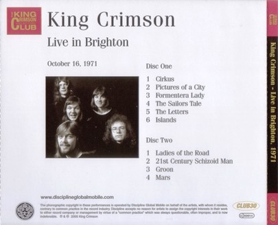 King Crimson - Live In Brighton 1971 (Bootleg/D.G.M. Collector's Club 2005) Lossless