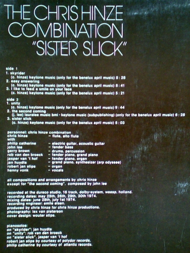 The Chris Hinze Combination - Sister Slick 1974