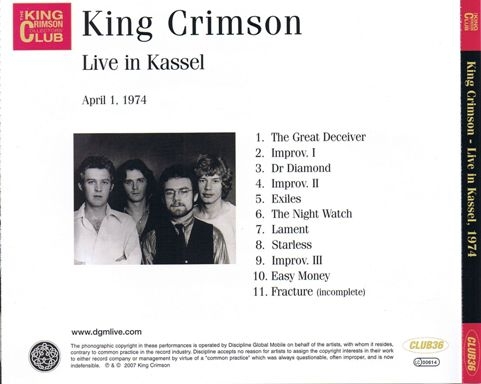 King Crimson - Live In Kassel, Germany, April 1, 1974 (Bootleg/DGM 2007) Lossless