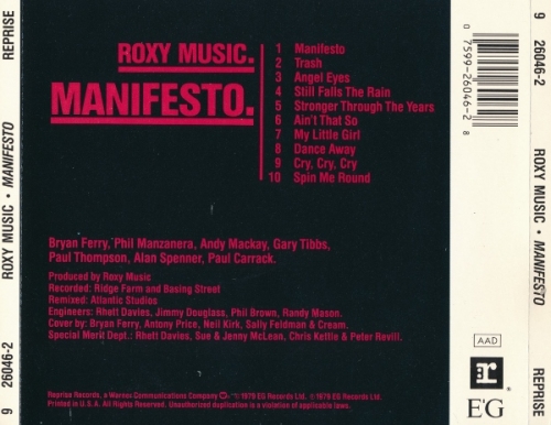 Roxy Music - Manifesto (1979) [1989] Lossless + mp3