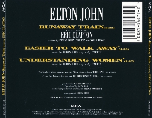 Elton John Feat. Eric Clapton &#8206; Runaway Train (1992 CDM) (Lossless + mp3)