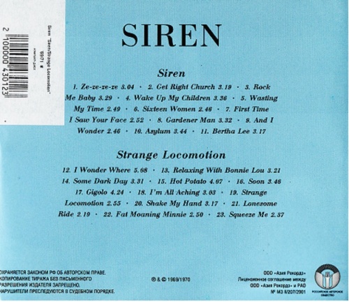 Siren - Siren 1969  Strange Locomotion 1971