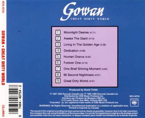 Gowan - Great Dirty World (1987) Lossless