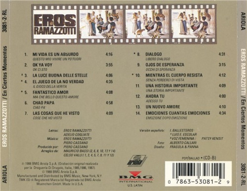 Eros Ramazzotti - En Ciertos Momentos (1988) Lossless + mp3 Eros Ramazzotti - En Ciertos Momentos (1988) Lossless + mp3