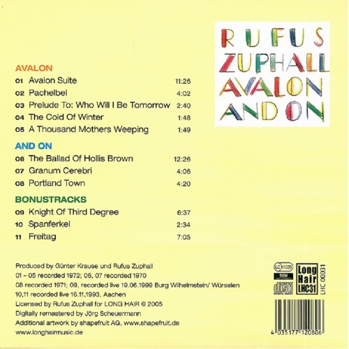 Rufus Zuphall - Avalon And On 1993 (archival 1972)