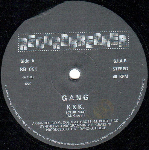 GANG - KKK. (Vinyl,12'') 1983 (Lossless)