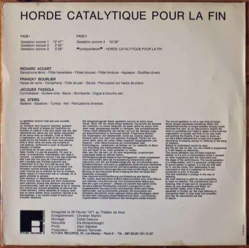 Horde Catalytique Pour La Fin - Gestation Sonore (1971)