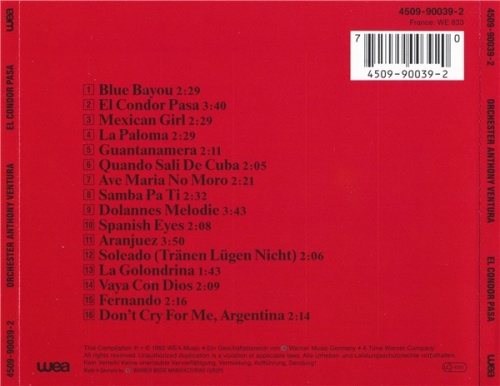 Anthony Ventura Orchestra - El Condor Pasa (1992) Lossless + mp3