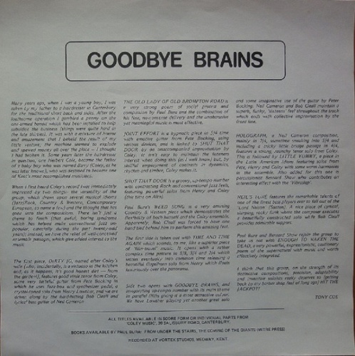 Coley - Goodbye Brains (Vinyl, LP) 1972