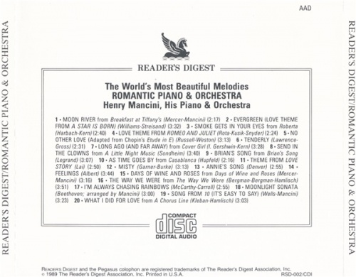 Henry Mancini - Romantic Piano & Orchestra (1989) (Lossless + mp3)