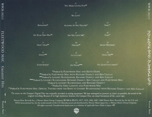 Fleetwood Mac - Greatest Hits [Japanese Edition] (1988) [2017] (Lossless)