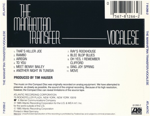 The Manhattan Transfer - Vocalese (1985) (Lossless + mp3)