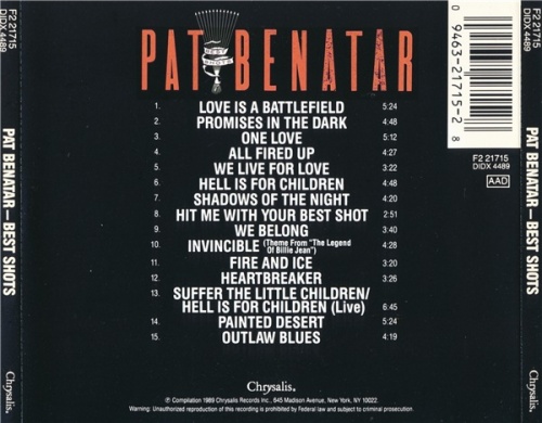 Pat Benatar - Best Shots (1989) (Lossless + mp3)