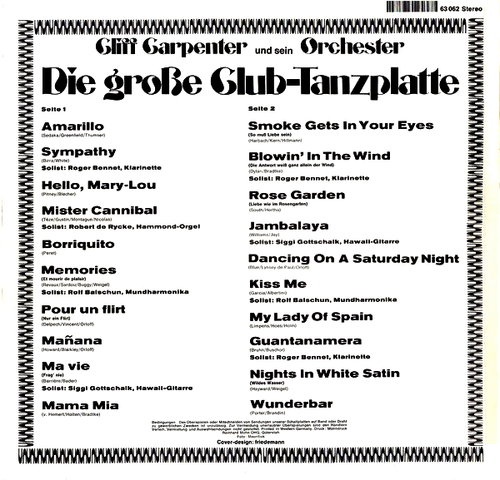 Cliff Carpenter Und Sein Orchester &#8206; Die Gro&#223;e Club-Tanzplatte(1973)