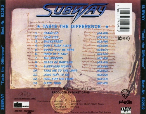 Subway - Taste The Difference (1994)