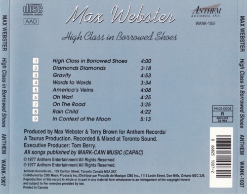 Max Webster - High Class In Borrowed Shoes (1977) (1995)Lossless