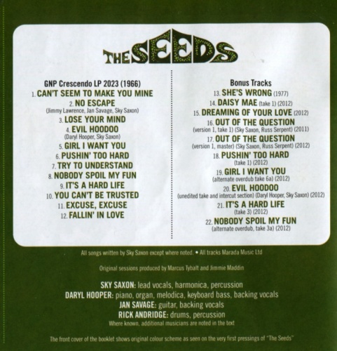 The Seeds - The Seeds (1966) (Remastered, Expanded, 2012) Lossless