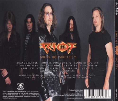 Riot - Sons Of Society (1999) [2017] (Lossless)