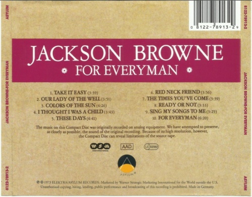 Jackson Browne - For Everyman (1973) (Remastered, 2004) Lossless